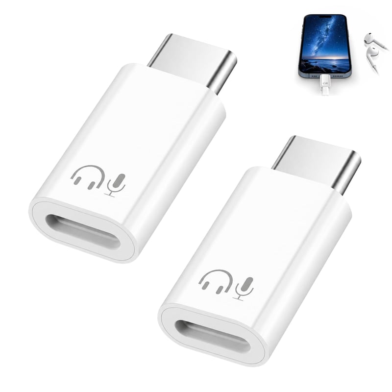 SEASJHBAY USB-C audio adaptér pre slúchadlá, 2 ks – Hi-Fi zvuk, ovládanie na kábli, Plug and Play – kompatibilný s iPhone, iPad a zariadeniami s USB-C