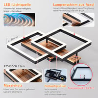 SEATAIN LED Mennyezeti Lámpa Fa Kerettel Dimmelhető Távirányítóval 47cm - Black 5