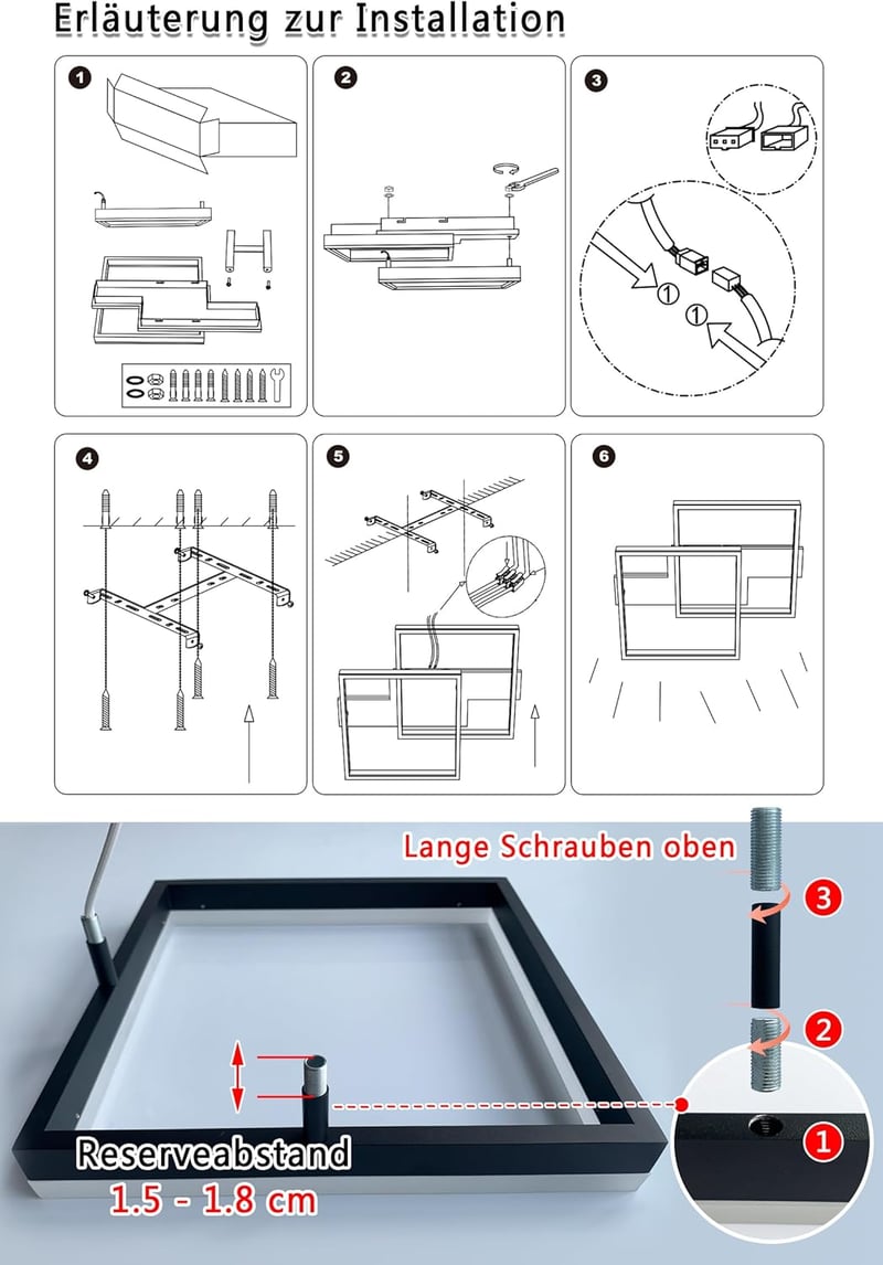 SEATAIN LED Mennyezeti Lámpa Fa Kerettel Dimmelhető Távirányítóval 47cm - Black