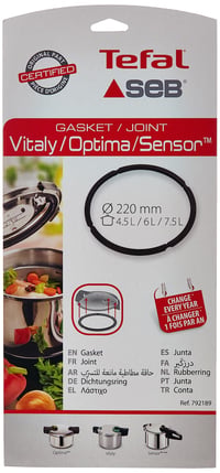 SEB brtveni prsten 792189 za ekspres lonac Tefal Sensor/Classic 4,5/6/7,5 L 220 mm sivi 1