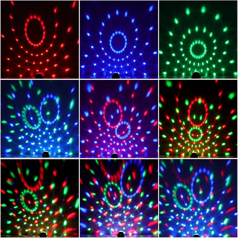 SEBRUANC 2db LED Diszkógömb 360° Forgó Party Lámpa Távirányítóval RGB Zenei Vezérlés
