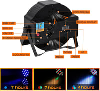 SEBRUANC 4x Akkumulátoros RGB LED Par Lámpa Táskával, Diszkó Fény Távirányítóval és Hangaktivációval 6