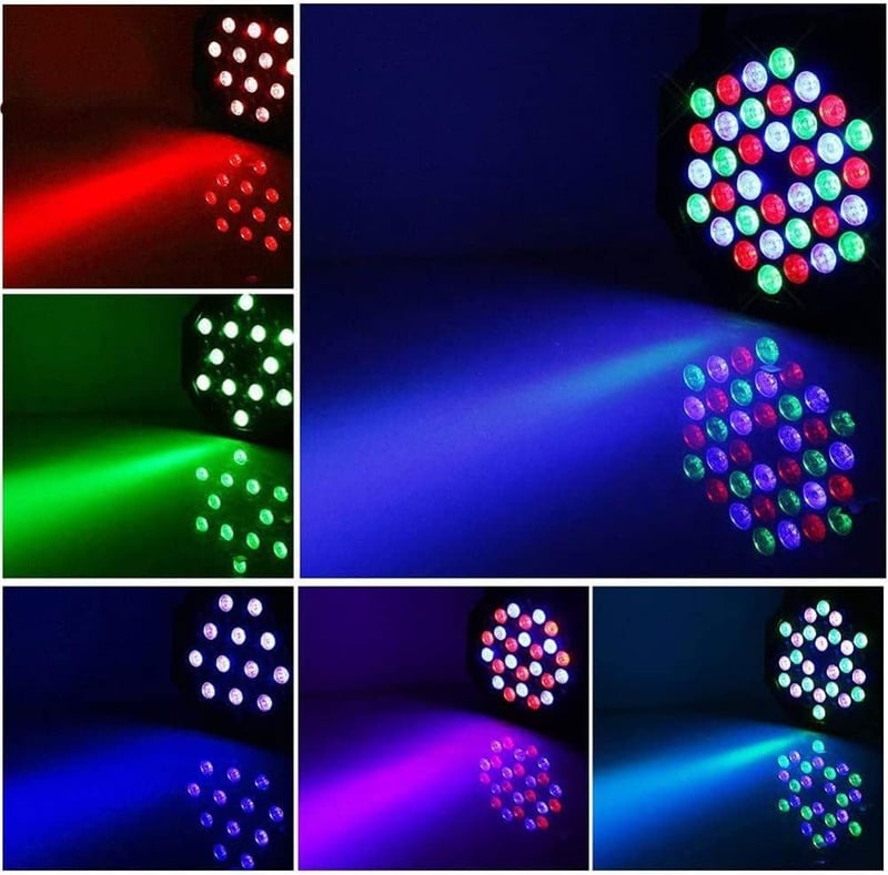 SEBRUANC 4x Akkumulátoros RGB LED Par Lámpa Táskával, Diszkó Fény Távirányítóval és Hangaktivációval