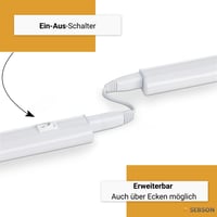 LED podlinkové svietidlo SEBSON do kuchyne 120 cm so zástrčkou a vypínačom, 4000K neutrálne biele svetlo 3