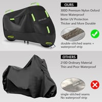 SECELES 300D Motoros Ponyva 4XL - Vízálló Oxford Motorgarázs 7 Fényvisszaverő Csíkkal, 2 Zárnyílással - Univerzális Védőtakaró Robogókhoz (2 8