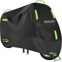 SECELES 300D Motoros Ponyva 4XL - Vízálló Oxford Motorgarázs 7 Fényvisszaverő Csíkkal, 2 Zárnyílással - Univerzális Védőtakaró Robogókhoz (2 1