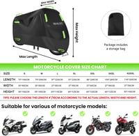 SECELES 300D Motoros Ponyva 4XL - Vízálló Oxford Motorgarázs 7 Fényvisszaverő Csíkkal, 2 Zárnyílással - Univerzális Védőtakaró Robogókhoz (2 3