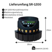 Securina24 SR1200 automatická počítačka a triedička eurových mincí – čierna 3