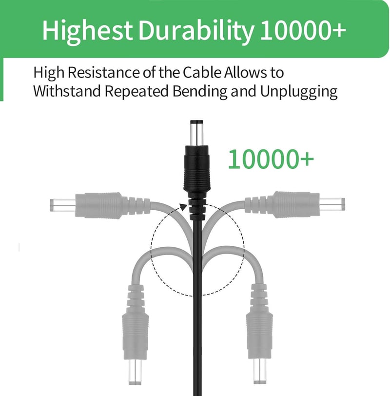 Security-01 1m DC tápkábel 5.5x2.1mm csatlakozó, 5V-24V kamerához, DVR, routerhez
