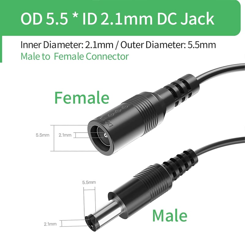 Security-01 1m DC tápkábel 5.5x2.1mm csatlakozó, 5V-24V kamerához, DVR, routerhez