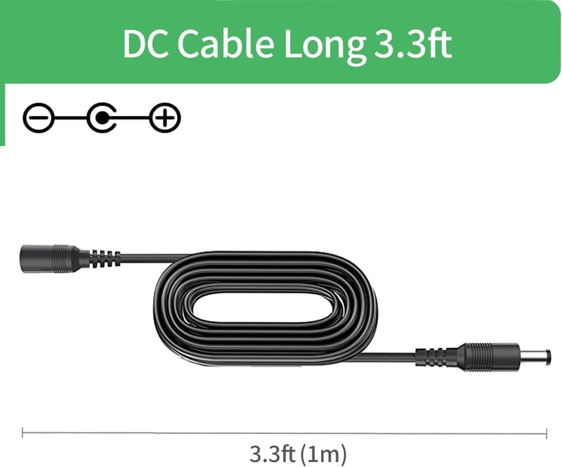 Security-01 1m DC tápkábel 5.5x2.1mm csatlakozó, 5V-24V kamerához, DVR, routerhez