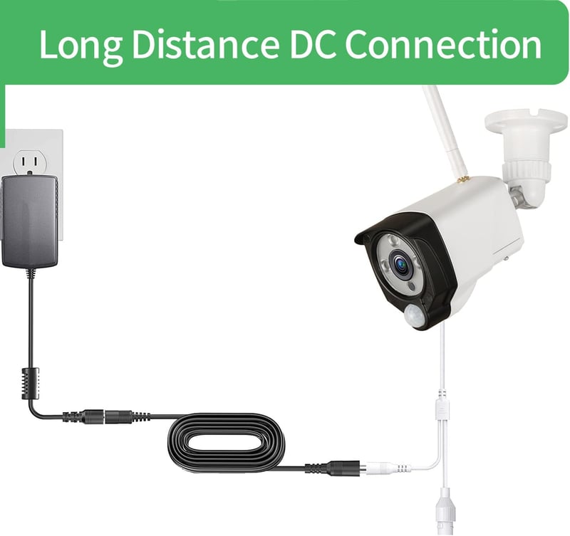Security-01 1m DC tápkábel 5.5x2.1mm csatlakozó, 5V-24V kamerához, DVR, routerhez