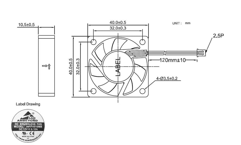Security-01 40x40x10mm 12V DC Brushless Hűtőventilátor 2db-os szett