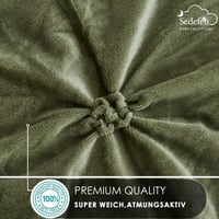 Sedefen zimski flanelski set posteljine od flisa 135x200 cm, zeleno-bijela, obostrana, plišana Sherpa kašmir s naborima (pintuck), navlaka za poplun i jastučnica 80x80 cm s patentnim zatvaračem, Oeko-Tex certifikat 4