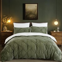 Sedefen zimski flanelski set posteljine od flisa 135x200 cm, zeleno-bijela, obostrana, plišana Sherpa kašmir s naborima (pintuck), navlaka za poplun i jastučnica 80x80 cm s patentnim zatvaračem, Oeko-Tex certifikat 1