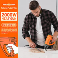 SEEKONE Hőlégfúvó Készlet 2000W, 60-600°C Hőmérséklet Szabályozással, 4 Fúvókával Festékeltávolításhoz, Forrasztáshoz és Zsugorításhoz 6
