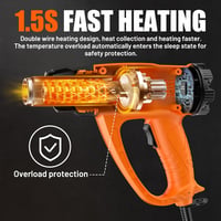 SEEKONE Hőlégfúvó Készlet 2000W, 60-600°C Hőmérséklet Szabályozással, 4 Fúvókával Festékeltávolításhoz, Forrasztáshoz és Zsugorításhoz 3