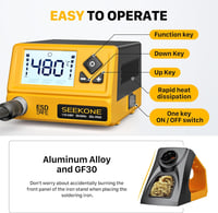SEEKONE Professzionális Forrasztóállomás 60W - Digitális LCD Kijelzővel, 200-480°C Állítható Hőmérséklet, 5 Cserélhető Heggyel, °C/°F Átvált 6