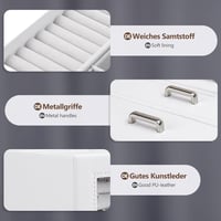 Seelux Fehér Ékszertartó Doboz 8 Fiókkal - Üvegablakos Nyaklánc, Gyűrű, Karkötő, Fülbevaló Tároló Szekrény Műbőr Borítással 5