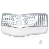 Tastatură wireless ergonomică Seenda, USB, cu suport pentru palme, compatibilă cu Mac și Windows, layout german, alb-argintiu 1