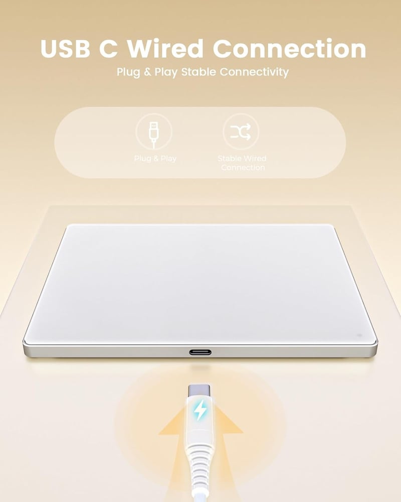 seenda Érintőpad Mac és Windows Rendszerekhez - Precíziós Fém Trackpad Többérintéses Vezérléssel, Vezetékes Touchpad MacBook/PC/Laptop Eszkö