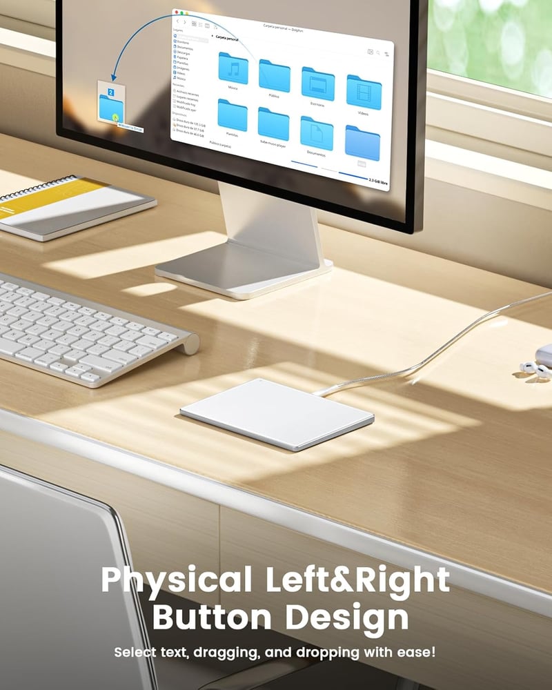 seenda Érintőpad Mac és Windows Rendszerekhez - Precíziós Fém Trackpad Többérintéses Vezérléssel, Vezetékes Touchpad MacBook/PC/Laptop Eszkö