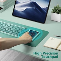 seenda Összecsukható Bluetooth Billentyűzet Érintőpaddal és Telefontartóval, PU Bőr Borítás, Hordozható Utazási Billentyűzet iPad Tablethez Laptophoz - Zsálya Zöld 5