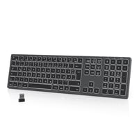 Tastatură wireless cu LED Seenda, QWERTZ, reîncărcabilă, pentru PC/laptop, gri stelar 1