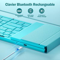 seenda Összecsukható Bluetooth Billentyűzet - Kék, Hordozható Vezeték Nélküli AZERTY Numerikus Billentyűzettel, iOS Android Windows iPad Tab 5