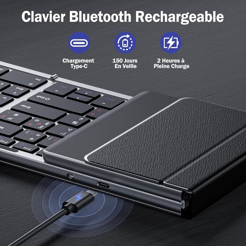 seenda Összecsukható Bluetooth Billentyűzet - Újratölthető Vezeték Nélküli Mini Billentyűzet Numerikus Résszel iOS/Android/Windows Eszközökh