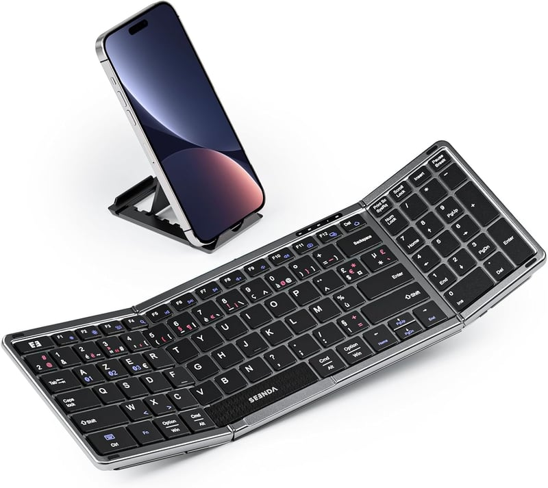 seenda Összecsukható Bluetooth Billentyűzet - Újratölthető Vezeték Nélküli Mini Billentyűzet Numerikus Résszel iOS/Android/Windows Eszközökh