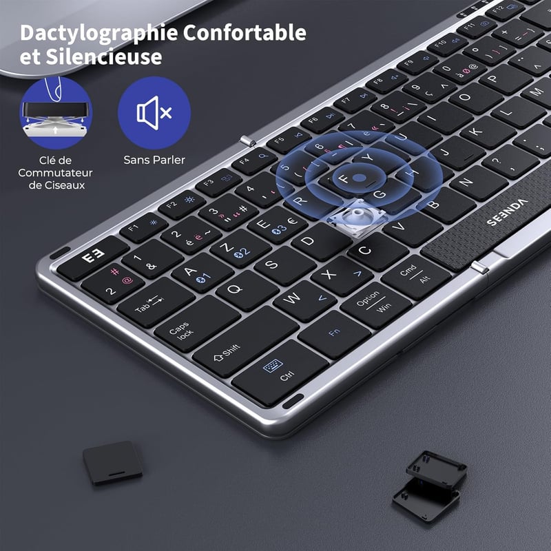 seenda Összecsukható Bluetooth Billentyűzet - Újratölthető Vezeték Nélküli Mini Billentyűzet Numerikus Résszel iOS/Android/Windows Eszközökh