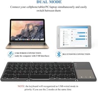 seenda Összehajtható Bluetooth Billentyűzet Érintőpaddal - 2 az 1-ben (Bluetooth + USB) Újratölthető AZERTY Hordozható Billentyűzet PC/Table 6