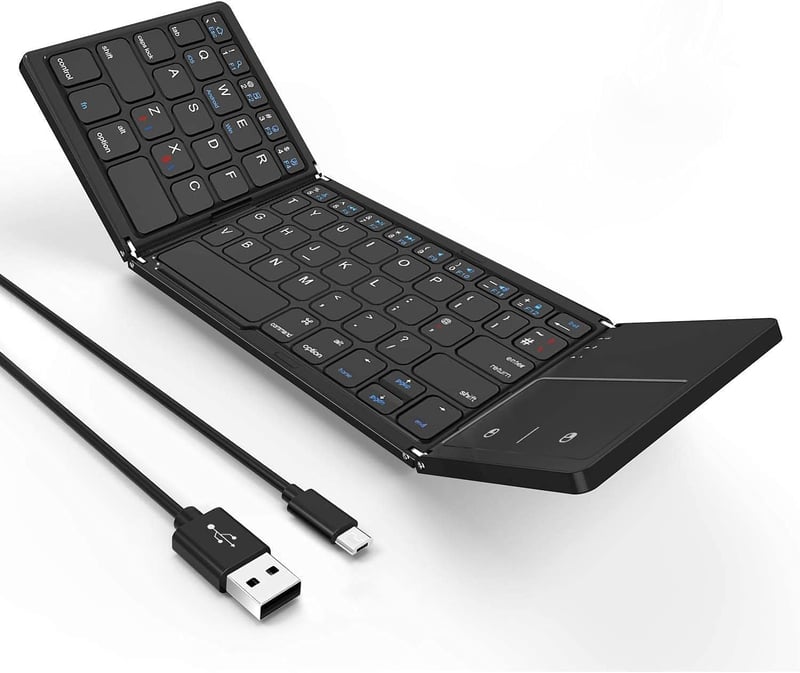 seenda Összehajtható Bluetooth Billentyűzet Érintőpaddal - 2 az 1-ben (Bluetooth + USB) Újratölthető AZERTY Hordozható Billentyűzet PC/Table