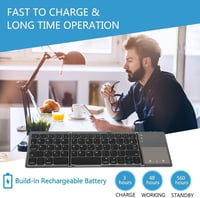 seenda Összehajtható Bluetooth Billentyűzet Érintőpaddal - 2 az 1-ben (Bluetooth + USB) Újratölthető AZERTY Hordozható Billentyűzet PC/Table 2