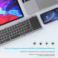 seenda Összehajtható Bluetooth Billentyűzet Érintőpaddal - Újratölthető Vezeték Nélküli Klaviatúra Laptophoz, Tablethez, iPadhez, Smart TV-h 2