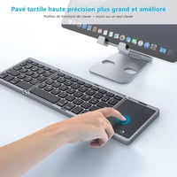 seenda Összehajtható Bluetooth Billentyűzet Érintőpaddal - Újratölthető Vezeték Nélküli Klaviatúra Laptophoz, Tablethez, iPadhez, Smart TV-h 6