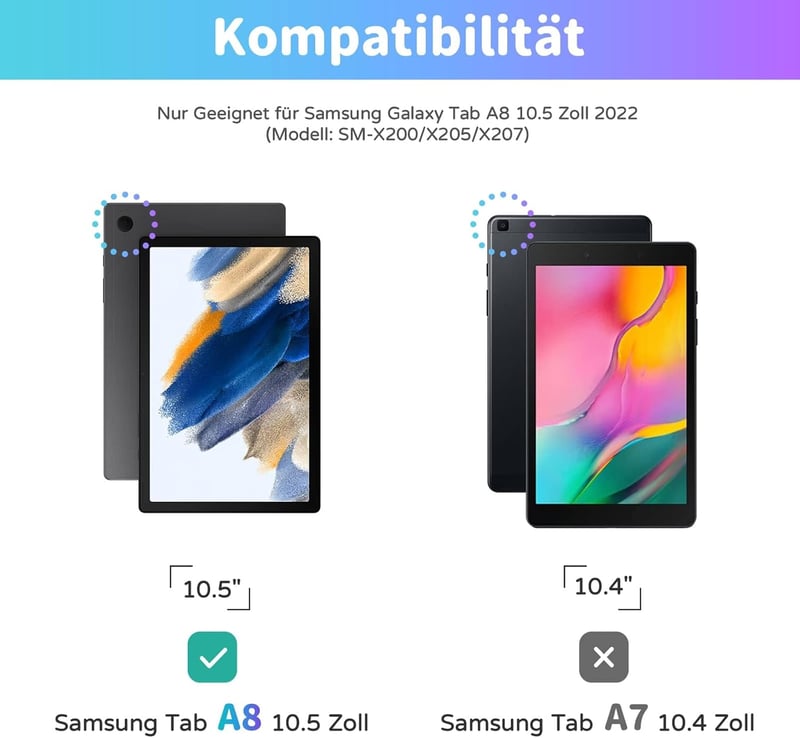 seenda Samsung Galaxy Tab A8 Tok Billentyűzettel - Háttérvilágítású Bluetooth Billentyűzet Érintőpaddal, 10.5" Tablet Védőtok, SM-X200/X205/