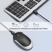seenda SK38-3 Vezeték Nélküli Billentyűzet Egér Szett, Ultra Vékony Újratölthető Wireless Keyboard Mouse Kombó, Ergonomikus QWERTZ Fekete Ez 3