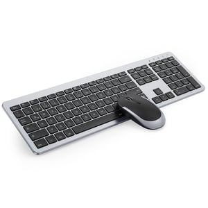 seenda SK38-3 Bežični Komplet Tipkovnice i Miša, Ultra Tanki Punjivi Wireless Keyboard Mouse Combo, Ergonomski QWERTZ Crni