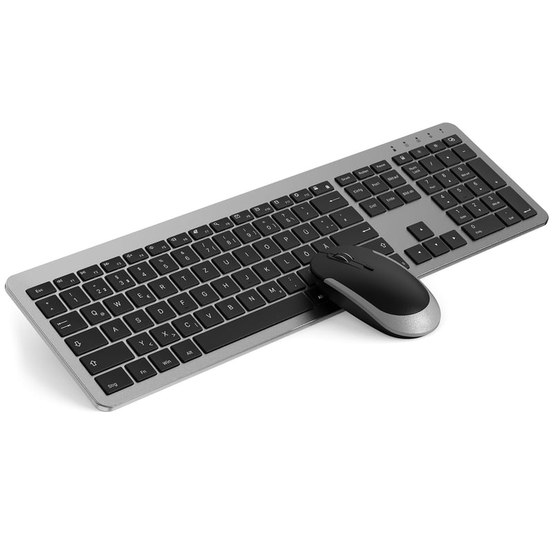 Bezdrôtová súprava klávesnice a myši seenda SK38-2, ultratenká nabíjateľná, ergonomická, so silikónovým krytom proti prachu, kompatibilná s PC/laptopom/Smart TV