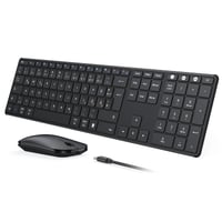 Seenda SKM64-3 Bluetooth Tipkovnica i Miš Set, Metalni Dizajn, Punjiva Dual-Mode USB i Bluetooth Tipkovnica, Ultra-tanka Tipkovnica 1