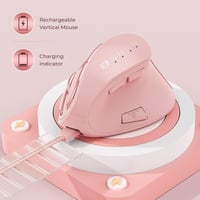 seenda Vertikális Ergonomikus Egér - Bluetooth + 2.4G Vezeték Nélküli, Rózsaszín, Újratölthető, Többeszközös Kompatibilitás Windows/Mac/Andr 6