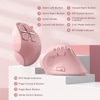 seenda Vertikális Ergonomikus Egér - Bluetooth + 2.4G Vezeték Nélküli, Rózsaszín, Újratölthető, Többeszközös Kompatibilitás Windows/Mac/Andr 5