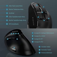 seenda Vertikális Ergonomikus Egér - Bluetooth 5.0 + 2.4G Vezeték Nélküli, Újratölthető, Többeszközös Kompatibilitás Windows/Mac/Android/iOS 6
