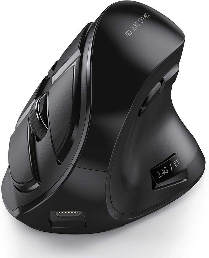 seenda Vertikális Ergonomikus Egér - Bluetooth 5.0 + 2.4G Vezeték Nélküli, Újratölthető, Többeszközös Kompatibilitás Windows/Mac/Android/iOS