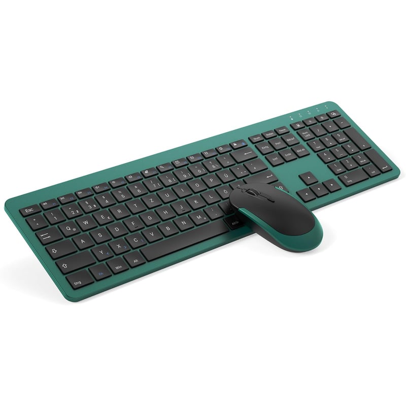 Bezdrôtová súprava klávesnice a myši seenda, nabíjateľná, ultratenká, ergonomická, so silikónovým krytom proti prachu, PC/Laptop/Smart TV, nemecká QWERTZ
