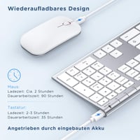 seenda Vezeték Nélküli Billentyűzet-Egér Szett - Ultravékony Alumínium QWERTZ Német Kiosztás, Újratölthető, Windows/PC/Laptop/Smart TV Kompa 3