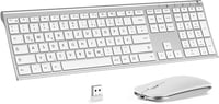 seenda Vezeték Nélküli Billentyűzet-Egér Szett - Ultravékony Alumínium QWERTZ Német Kiosztás, Újratölthető, Windows/PC/Laptop/Smart TV Kompa 1