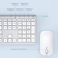 seenda Vezeték Nélküli Billentyűzet-Egér Szett - Ultravékony Alumínium QWERTZ Német Kiosztás, Újratölthető, Windows/PC/Laptop/Smart TV Kompa 5